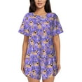 thumbnail image 1 of Bixox Women's Pugs and Flowers Printed Pajama Set 2 Piece Lounge Set Top and Shorts Soft Pajamas, Shorts with Pockets, 1 of 7