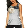 thumbnail image 1 of Bixox Women's Pumpkin And White Marble Printed Sleeveless Fitness Workout Running Quick-Dry Tank Top, 1 of 7