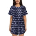 thumbnail image 1 of Bixox Women's Purple and Blue Squares Printed Pajama Set 2 Piece Lounge Set Top and Shorts Soft Pajamas, Shorts with Pockets, 1 of 7