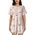 thumbnail image 1 of Bixox Women's Queen For Rabbit Printed Pajama Set 2 Piece Lounge Set Top and Shorts Soft Pajamas, Shorts with Pockets, 1 of 7