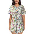 thumbnail image 1 of Bixox Women's Rabbit And Butterfly Printed Pajama Set 2 Piece Lounge Set Top and Shorts Soft Pajamas, Shorts with Pockets, 1 of 7