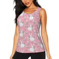 thumbnail image 1 of Bixox Women's Rabbit And Flower Printed Sleeveless Fitness Workout Running Quick-Dry Tank Top, 1 of 7