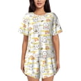 thumbnail image 1 of Bixox Women's Rabbit And Milk Tea Printed Pajama Set 2 Piece Lounge Set Top and Shorts Soft Pajamas, Shorts with Pockets, 1 of 7