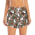 thumbnail image 1 of Bixox Women's Rabbits on Floral pattern 2 in 1 Running Shorts - Lightweight Athletic Workout Gym Yoga Shorts Liner with Pockets - X-Large, 1 of 7