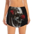 thumbnail image 1 of Bixox Women's Realistic Rose Skull pattern 2 in 1 Running Shorts - Lightweight Athletic Workout Gym Yoga Shorts Liner with Pockets - X-Large, 1 of 5