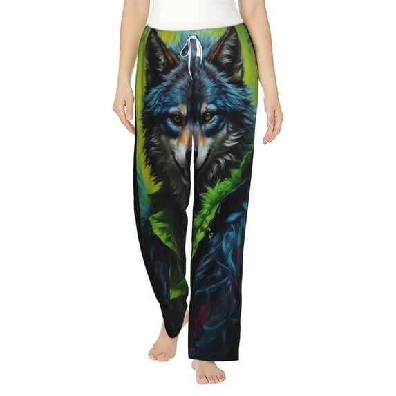 Bixox Women's Realistic Style Wolf Warrior Patterned Pajama Pants Loungewear
