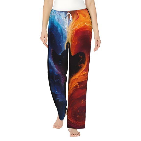 Bixox Women's Red And Blue Abstract Patterned Pajama Pants Loungewear