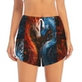 thumbnail image 1 of Bixox Women's Red And Blue Fire Dragon F pattern 2 in 1 Running Shorts - Lightweight Athletic Workout Gym Yoga Shorts Liner with Pockets - Large, 1 of 5