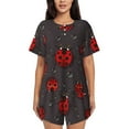 thumbnail image 1 of Bixox Women's Red Ladybugs Printed Pajama Set 2 Piece Lounge Set Top and Shorts Soft Pajamas, Shorts with Pockets, 1 of 7