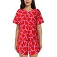 thumbnail image 1 of Bixox Women's Red Love Heart Printed Pajama Set 2 Piece Lounge Set Top and Shorts Soft Pajamas, Shorts with Pockets, 1 of 7