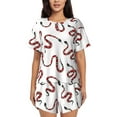thumbnail image 1 of Bixox Women's Red Snake Printed Pajama Set 2 Piece Lounge Set Top and Shorts Soft Pajamas, Shorts with Pockets, 1 of 7