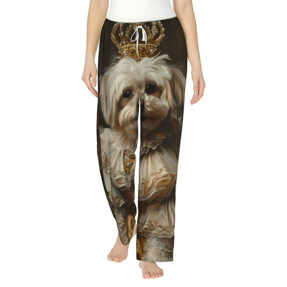 Bixox Women's Regal Dog In Royal Attire Patterned Pajama Pants Loungewear