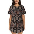 thumbnail image 1 of Bixox Women's Retro Floral Printed Pajama Set 2 Piece Lounge Set Top and Shorts Soft Pajamas, Shorts with Pockets, 1 of 7