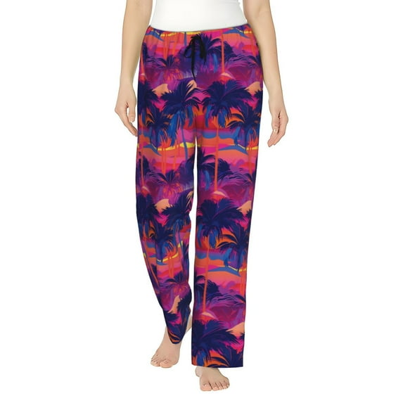 Bixox Women's Retro Palms Patterned Pajama Pants Loungewear