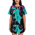 thumbnail image 1 of Bixox Women's Rex Dinosaur With Sunglasses Printed Pajama Set 2 Piece Lounge Set Top and Shorts Soft Pajamas, Shorts with Pockets, 1 of 7