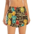 thumbnail image 1 of Bixox Women's Robot and Monsters pattern 2 in 1 Running Shorts - Lightweight Athletic Workout Gym Yoga Shorts Liner with Pockets - Small, 1 of 7