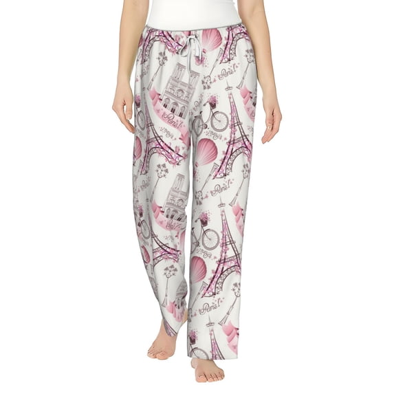 Bixox Women's Romantic Travel In Paris Patterned Pajama Pants Loungewear