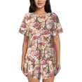 thumbnail image 1 of Bixox Women's Rose Flowers Printed Pajama Set 2 Piece Lounge Set Top and Shorts Soft Pajamas, Shorts with Pockets, 1 of 7