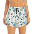 thumbnail image 1 of Bixox Women's Rose Flowers pattern 2 in 1 Running Shorts - Lightweight Athletic Workout Gym Yoga Shorts Liner with Pockets - X-Large, 1 of 7