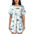 thumbnail image 1 of Bixox Women's Sea Turtle Printed Pajama Set 2 Piece Lounge Set Top and Shorts Soft Pajamas, Shorts with Pockets, 1 of 7