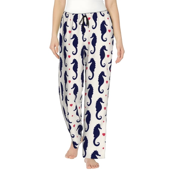 Bixox Women's Seahorses and Hearts Patterned Pajama Pants Loungewear