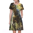 thumbnail image 1 of Bixox Women's Short Sleeve Summer Dress Loose Swing Knee Length Dresses with Pockets-Ferocious Dinosaur, 1 of 7