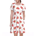 thumbnail image 1 of Bixox Women's Short Sleeve Summer Dress Loose Swing Knee Length Dresses with Pockets-Hand Drawn Strawberry, 1 of 7