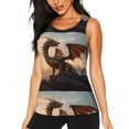 thumbnail image 1 of Bixox Women's Sky Sunset Bronze Dragon Printed Sleeveless Fitness Workout Running Quick-Dry Tank Top, 1 of 5