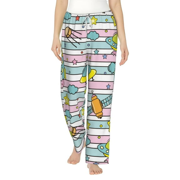 Bixox Women's Space Doodle Patterned Pajama Pants Loungewear