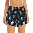 thumbnail image 1 of Bixox Women's Spaceships and Stars pattern 2 in 1 Running Shorts - Lightweight Athletic Workout Gym Yoga Shorts Liner with Pockets - Small, 1 of 7