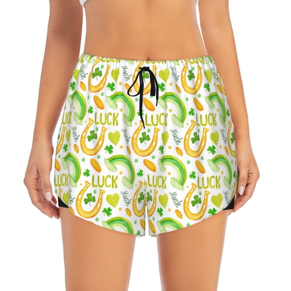 Bixox Women's St Patrick's Day1 pattern 2 in 1 Running Shorts - Lightweight Athletic Workout Gym Yoga Shorts Liner with Pockets - XX-Large