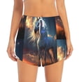 thumbnail image 1 of Bixox Women's Starry Light White Horse pattern 2 in 1 Running Shorts - Lightweight Athletic Workout Gym Yoga Shorts Liner with Pockets - Large, 1 of 5