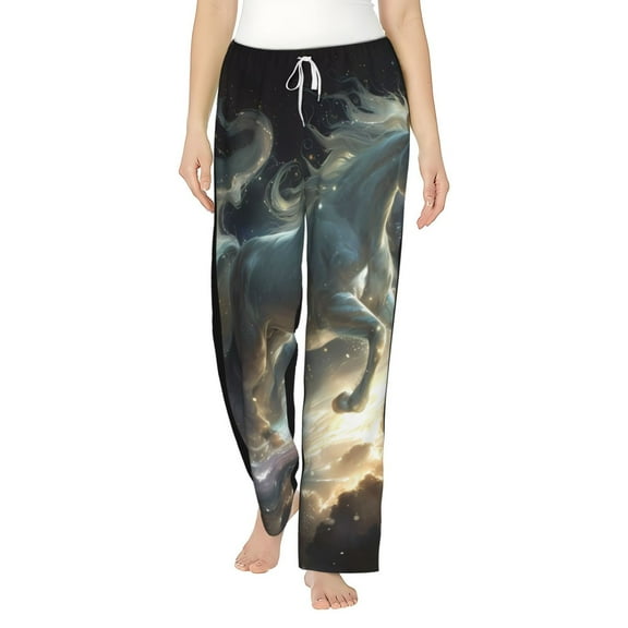 Bixox Women's Starry Sky White Horse Patterned Pajama Pants Loungewear