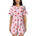 thumbnail image 1 of Bixox Women's Strawberry Floral Printed Pajama Set 2 Piece Lounge Set Top and Shorts Soft Pajamas, Shorts with Pockets, 1 of 7