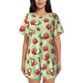 thumbnail image 1 of Bixox Women's Strawberry Floral Printed Pajama Set 2 Piece Lounge Set Top and Shorts Soft Pajamas, Shorts with Pockets, 1 of 7