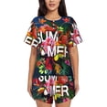 thumbnail image 1 of Bixox Women's Summer Birds and Flowers Printed Pajama Set 2 Piece Lounge Set Top and Shorts Soft Pajamas, Shorts with Pockets, 1 of 7
