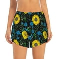 thumbnail image 1 of Bixox Women's Sunflowers And Blue Flower pattern 2 in 1 Running Shorts - Lightweight Athletic Workout Gym Yoga Shorts Liner with Pockets - XX-Large, 1 of 7