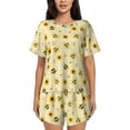 thumbnail image 1 of Bixox Women's Sunflowers Bee Printed Pajama Set 2 Piece Lounge Set Top and Shorts Soft Pajamas, Shorts with Pockets, 1 of 7