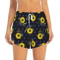 thumbnail image 1 of Bixox Women's Sunflowers pattern 2 in 1 Running Shorts - Lightweight Athletic Workout Gym Yoga Shorts Liner with Pockets - Large, 1 of 7