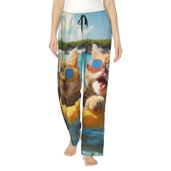 Bixox Women's Sunglasses Beach Kittens Patterned Pajama Pants Loungewear