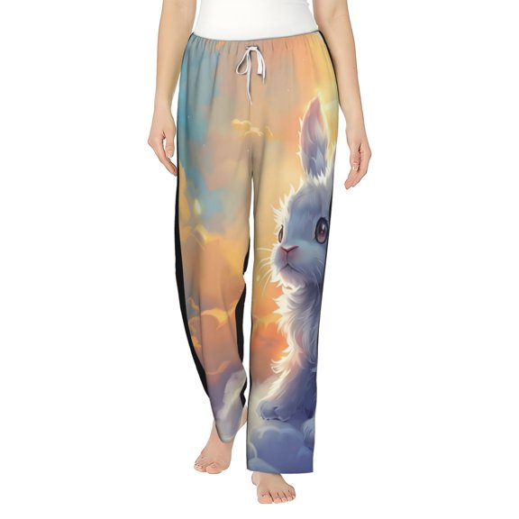 Bixox Women's Sunshine Colorful Cloud Rabbit Patterned Pajama Pants Loungewear