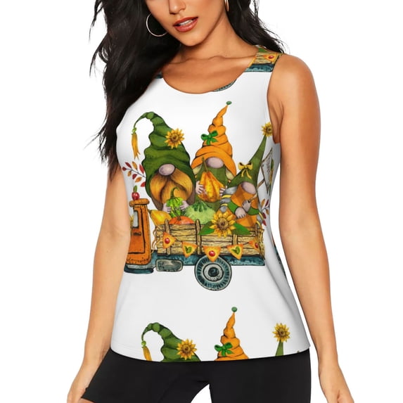 Bixox Women's Thanksgiving Truck Printed Sleeveless Fitness Workout Running Quick-Dry Tank Top
