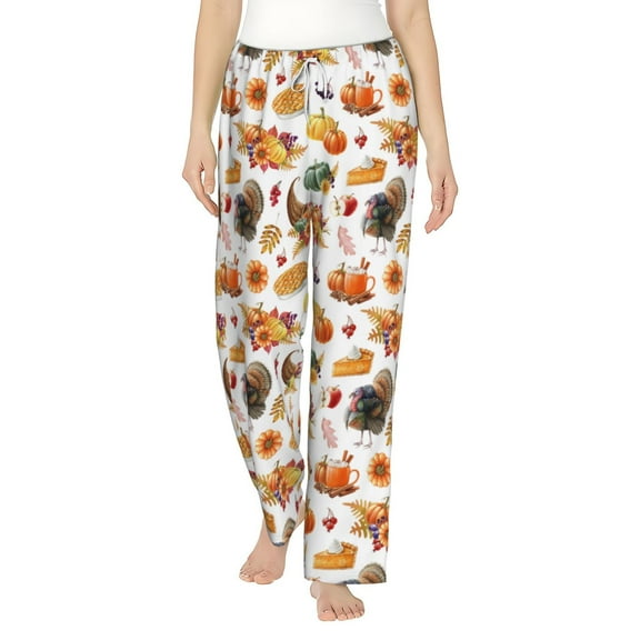 Bixox Women's Thanksgiving Turkeys 1 Patterned Pajama Pants Loungewear