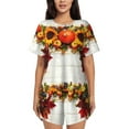 thumbnail image 1 of Bixox Women's Thanksgiving With Autumn Printed Pajama Set 2 Piece Lounge Set Top and Shorts Soft Pajamas, Shorts with Pockets, 1 of 7