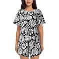 thumbnail image 1 of Bixox Women's Tropical Leaves Printed Pajama Set 2 Piece Lounge Set Top and Shorts Soft Pajamas, Shorts with Pockets, 1 of 7
