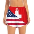 thumbnail image 1 of Bixox Women's USA Switzerland pattern 2 in 1 Running Shorts - Lightweight Athletic Workout Gym Yoga Shorts Liner with Pockets - Large, 1 of 5