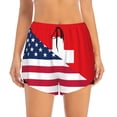 thumbnail image 1 of Bixox Women's USA Switzerland pattern 2 in 1 Running Shorts - Lightweight Athletic Workout Gym Yoga Shorts Liner with Pockets - Small, 1 of 5