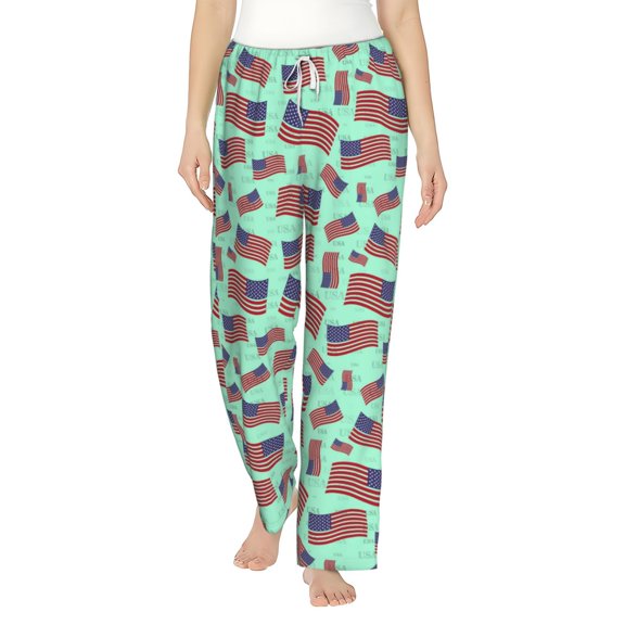 Bixox Women's Usa Flag Patterned Pajama Pants Loungewear