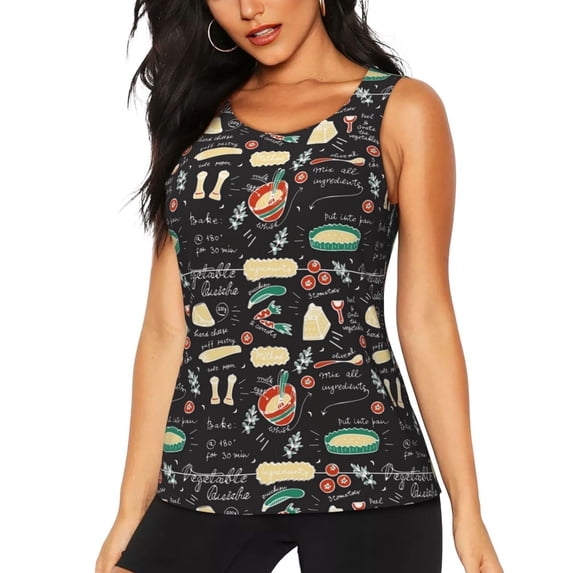 Bixox Women's Vegetable Quiche Printed Sleeveless Fitness Workout Running Quick-Dry Tank Top