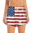 thumbnail image 1 of Bixox Women's Vintage American Flag pattern 2 in 1 Running Shorts - Lightweight Athletic Workout Gym Yoga Shorts Liner with Pockets - Large, 1 of 5